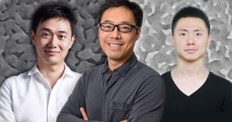 Prof Bingjun Xu and two other scientists